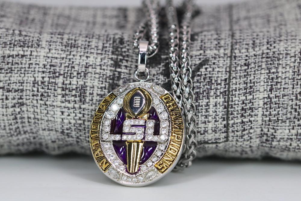 Louisiana State University (LSU) College Football National Championship Pendant (2019) - Premium Series - Rings For Champs, NFL rings, MLB rings, NBA rings, NHL rings, NCAA rings, Super bowl ring, Superbowl ring, Super bowl rings, Superbowl rings, Dallas Cowboys