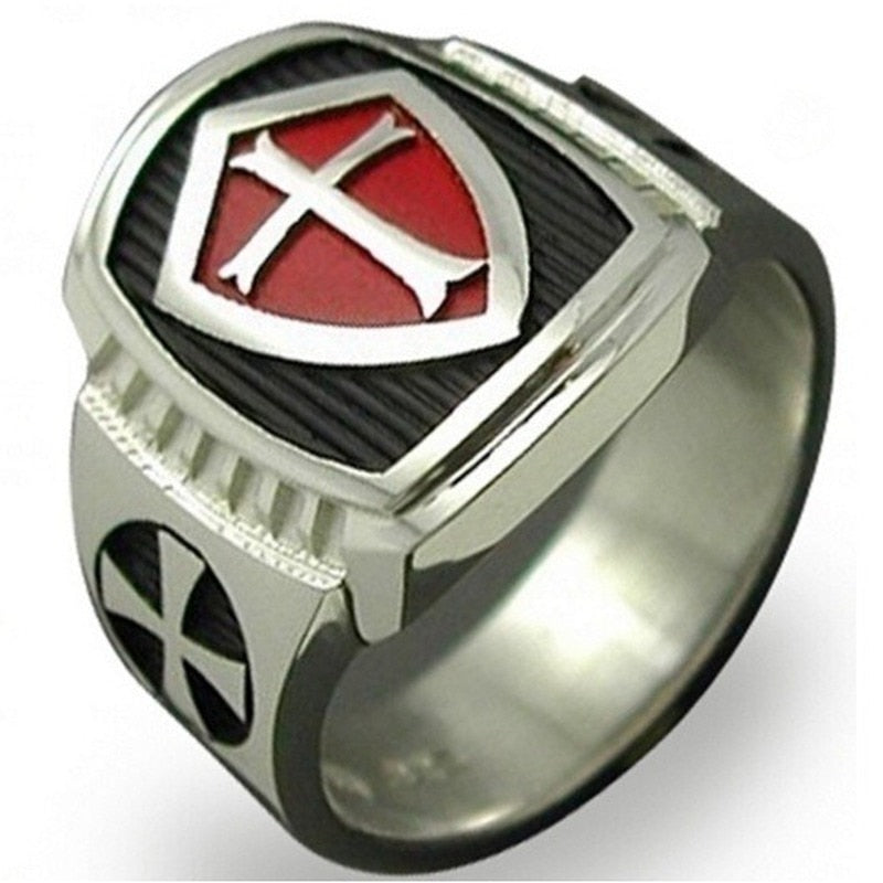 Red Armor Shield Knight Templar Crusader Ring - Rings For Champs, NFL rings, MLB rings, NBA rings, NHL rings, NCAA rings, Super bowl ring, Superbowl ring, Super bowl rings, Superbowl rings, Dallas Cowboys